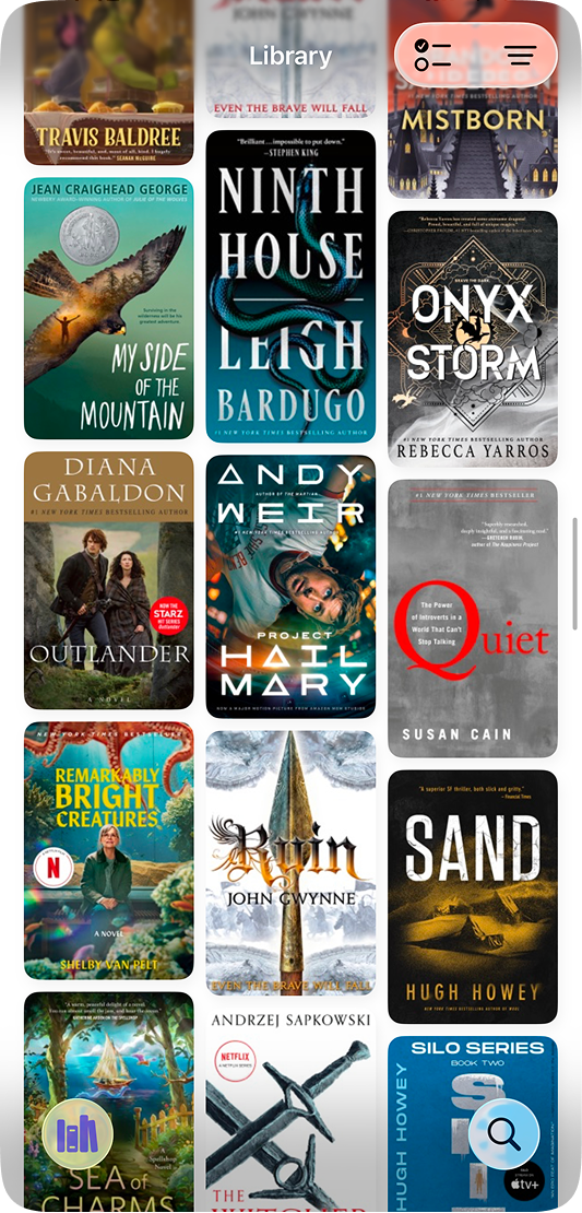Atlas library view with a grid of book covers